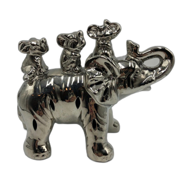Elephant Family Animal Metal Jungle Safari Wild Kingdom Tabletop Shelf Décor - Picture 3 of 10